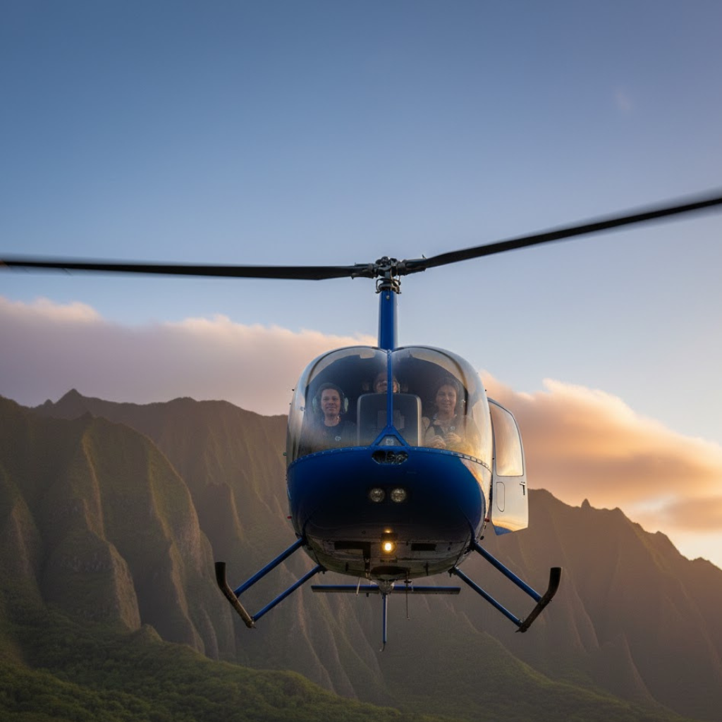 where to book a doors-off Kauai helicopter tour for a private sunset flight