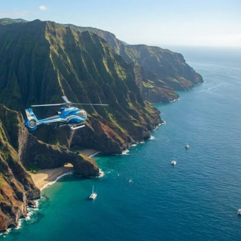 Which Kauai doors-off helicopter tour providers offer private charters for small groups